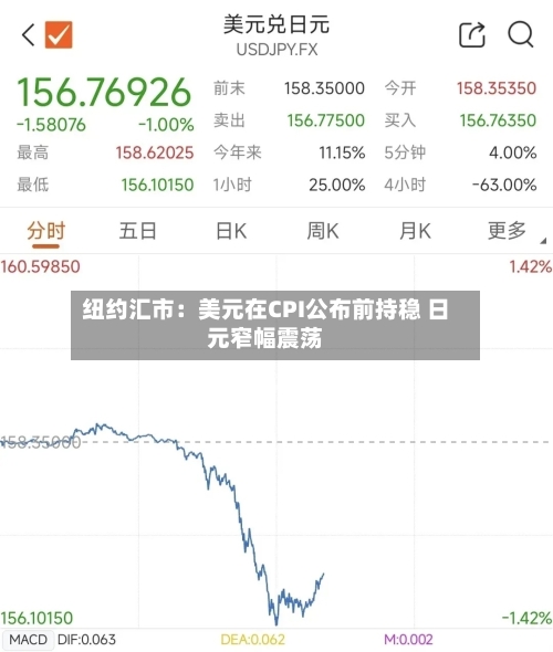 纽约汇市：美元在CPI公布前持稳 日元窄幅震荡